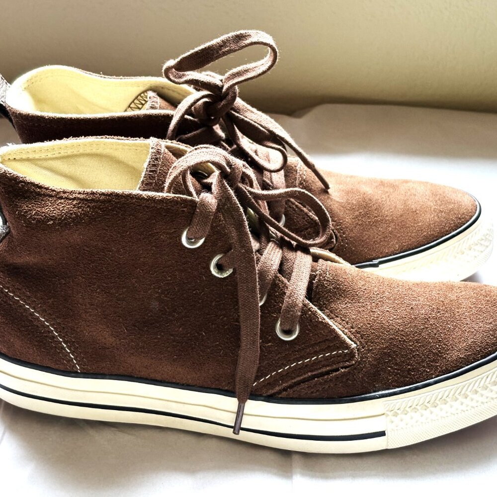 NEW CONVERSE ALL STAR DARK BROWN SUEDE LACE UP HIGHTOP SNEAKERS SIZE: 7 - Picture 2 of 10